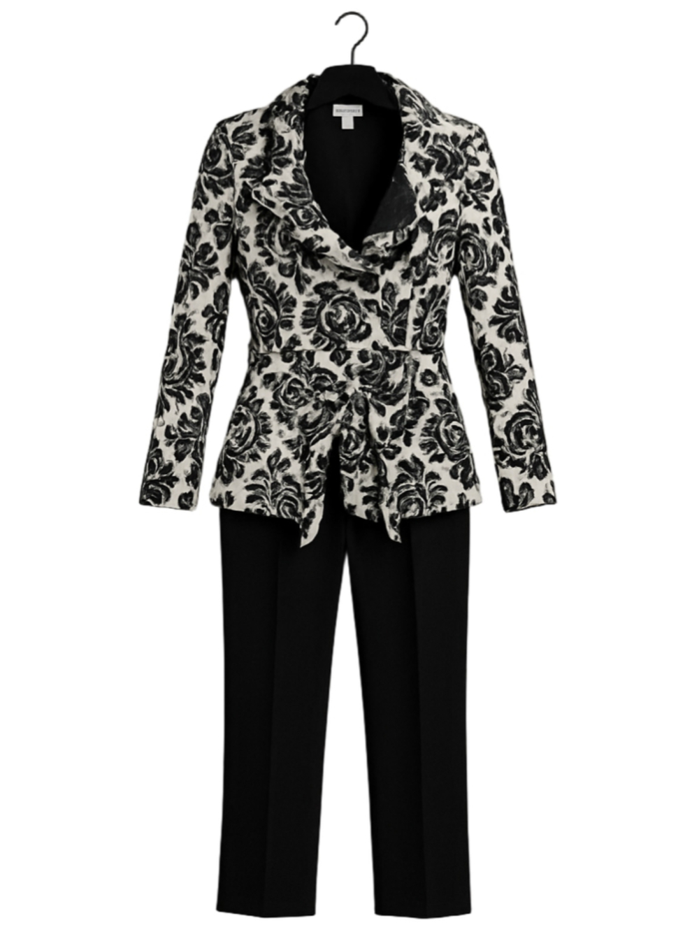 Women's Self Esteem Floral Print Blazer Jacket, XS, White and Black